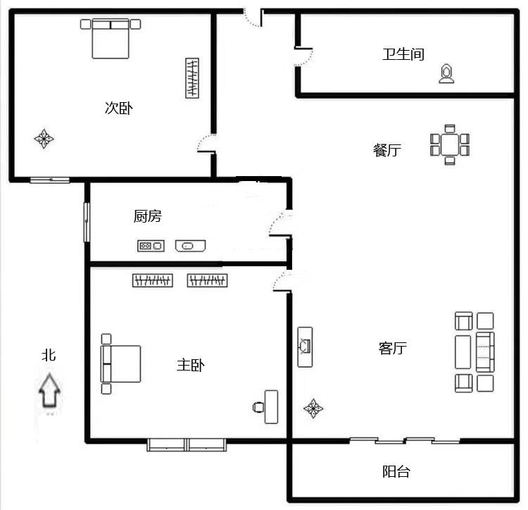 金隅地质嘉园2室2厅1卫户型图