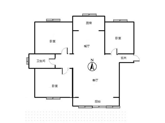 天伦湾一期3室2厅1卫户型图
