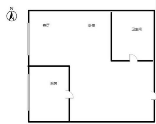 鸿坤新维港1室1厅1卫户型图