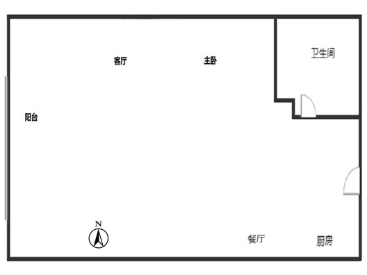 万科城际之光1室2厅1卫户型图