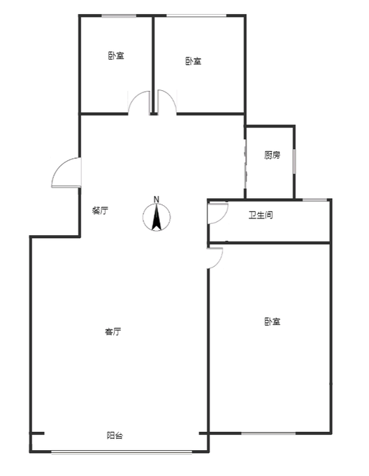 天地新城2室2厅1卫户型图