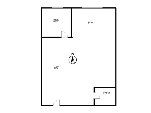 鸿坤新维港1室1厅1卫户型图