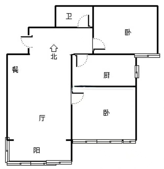 范阳公寓2室2厅1卫户型图