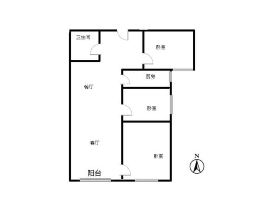 高铁新干线3室2厅1卫户型图