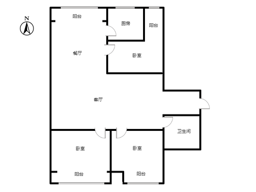 汇元尚品3室2厅1卫户型图