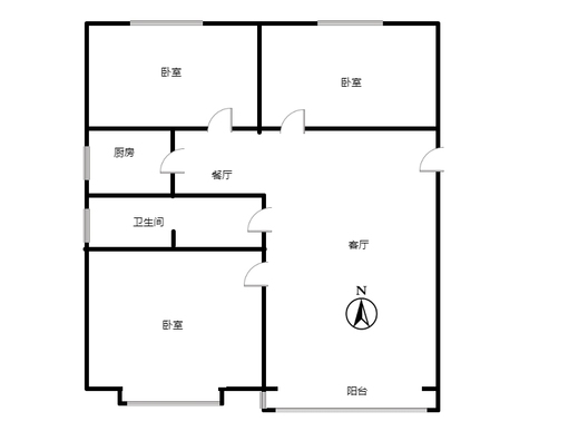 天地新城3室2厅1卫户型图