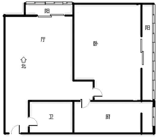 东林家园1室1厅1卫户型图