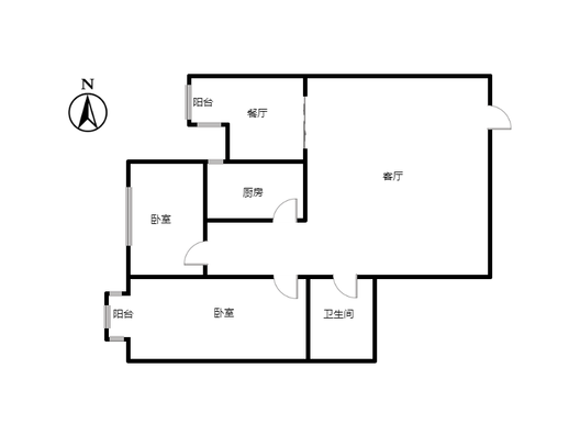 汇元新天地2室2厅1卫户型图