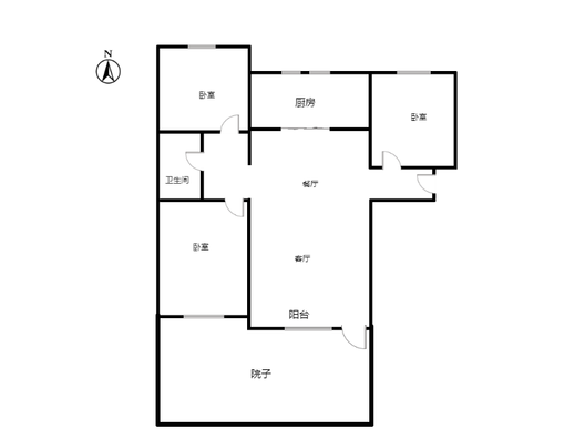 鸿坤理想湾3室2厅1卫户型图