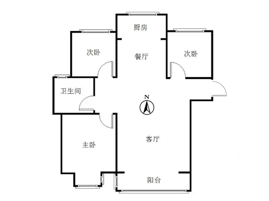 天伦湾一期3室2厅1卫户型图
