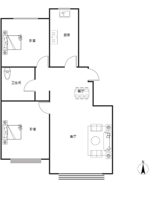 华侨城2室2厅1卫户型图