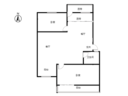 新府阳光一号院2室2厅1卫户型图