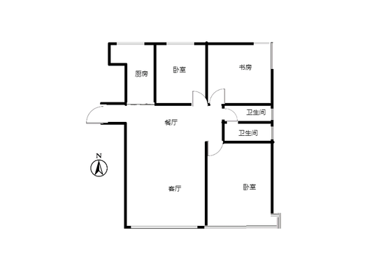 三利中和城二期西区（B区）3室2厅1卫户型图