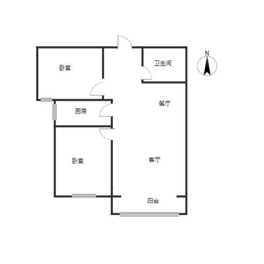 鹏渤印象城·牛津花园2室2厅1卫户型图