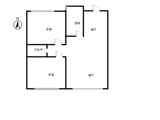 紫樾华庭2室2厅1卫户型图