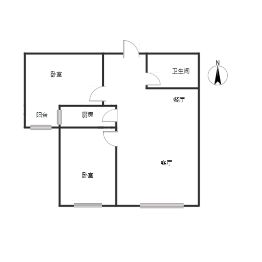 翡翠滨江2室2厅1卫户型图