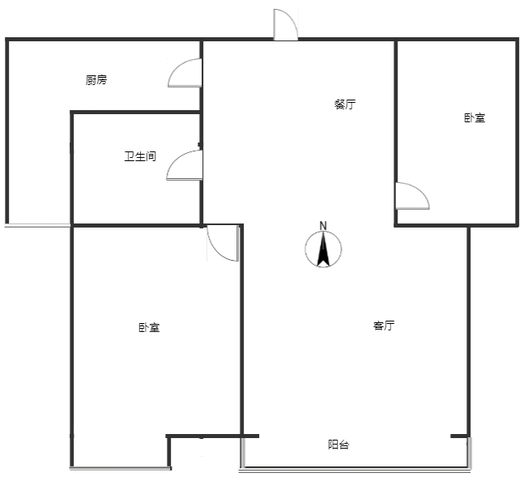 金品时代2室2厅1卫户型图