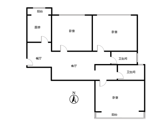 鸿盛凯旋门3室2厅1卫户型图