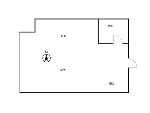 万科城际之光1室1厅1卫户型图