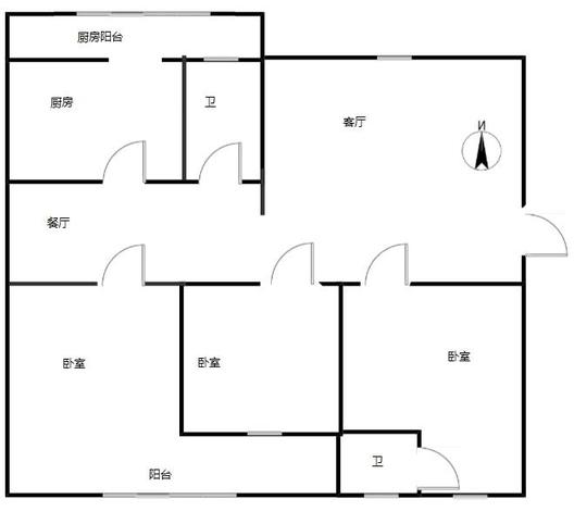 玫瑰嘉园3室2厅2卫户型图