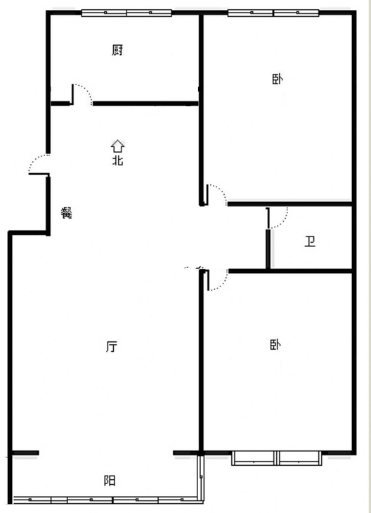 军怡家园2室2厅1卫户型图