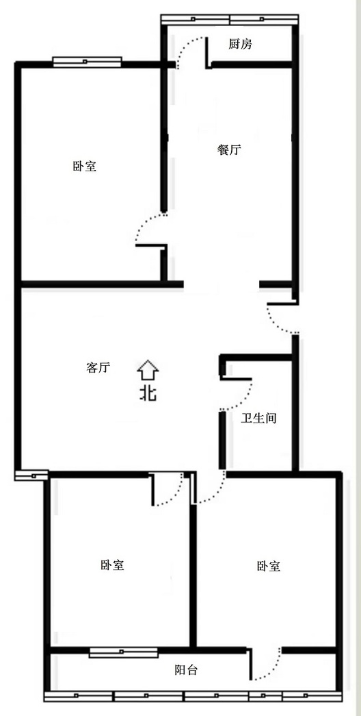 蓝天网架厂小区3室2厅1卫户型图