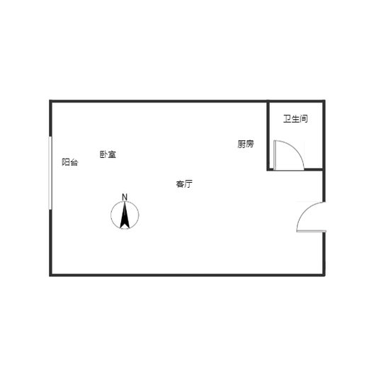 京第银座1室1厅1卫户型图