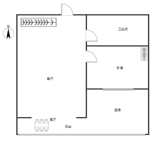 怡安馨居1室2厅1卫户型图