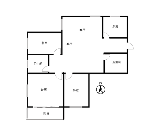 鸿盛凯旋门3室2厅2卫户型图