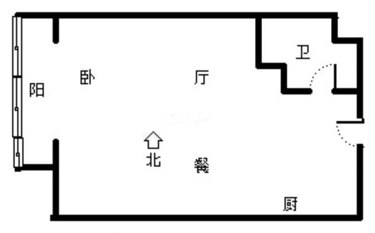 万科城际之光1室2厅1卫户型图
