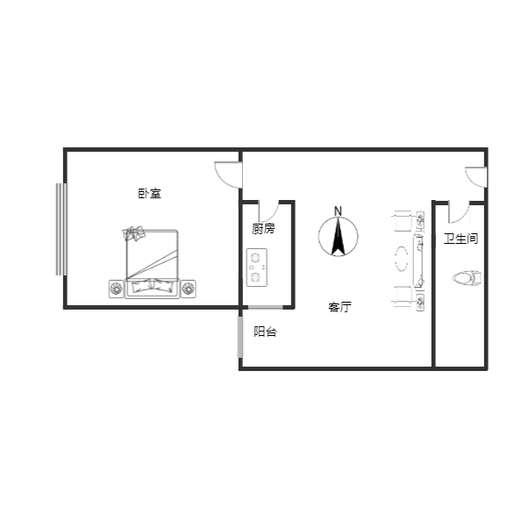 天保郦景1室1厅1卫户型图