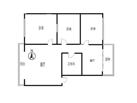 光明小区3室2厅1卫户型图