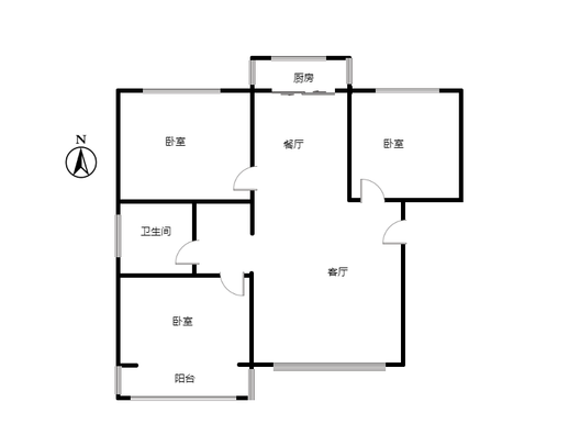 长天小区3室2厅1卫户型图