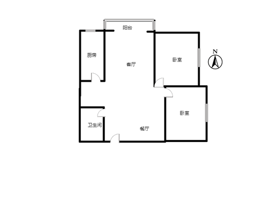 翡翠城（涿郡东区）2室2厅1卫户型图