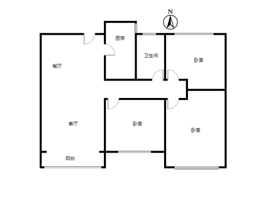 鸿坤理想尔湾3室2厅1卫户型图