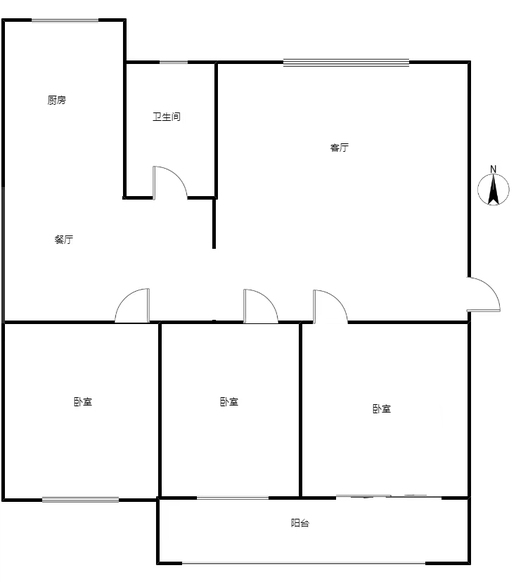 欣欣庄园3室2厅1卫户型图