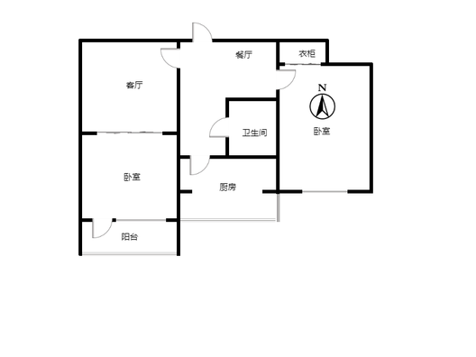 铁道部建厂局小区（范阳路）2室2厅1卫户型图