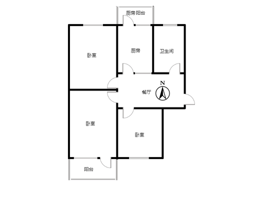 矿山局家属楼南院3室1厅1卫户型图