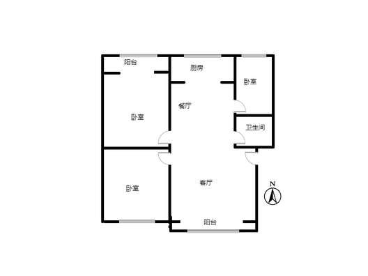 联合小区四号院3室2厅1卫户型图