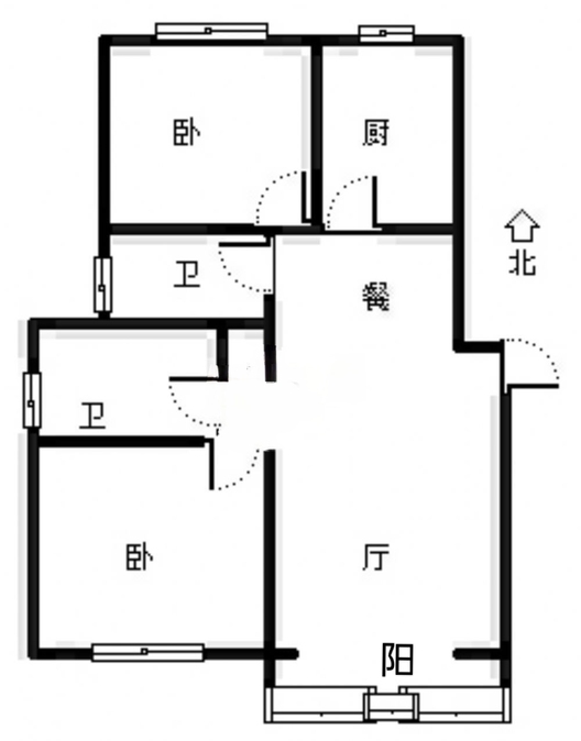 鸿盛凯旋门2室2厅2卫户型图