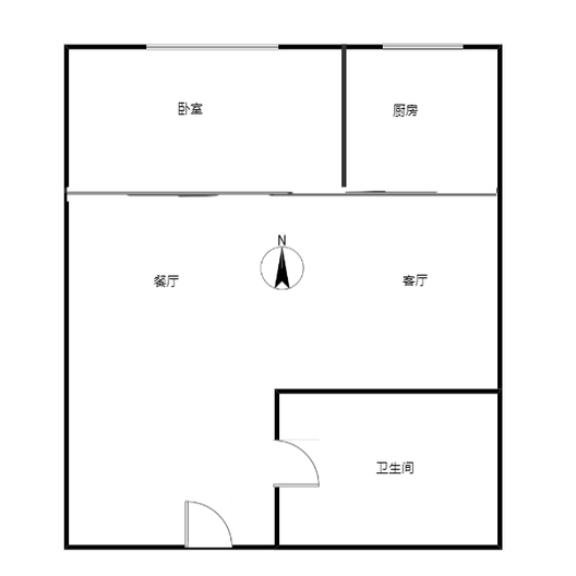 惠友钻石广场（AB座）1室2厅1卫户型图