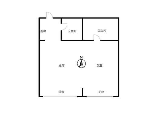 公园80902室2厅1卫户型图