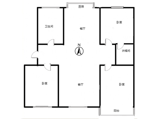 联合六号院3室2厅2卫户型图