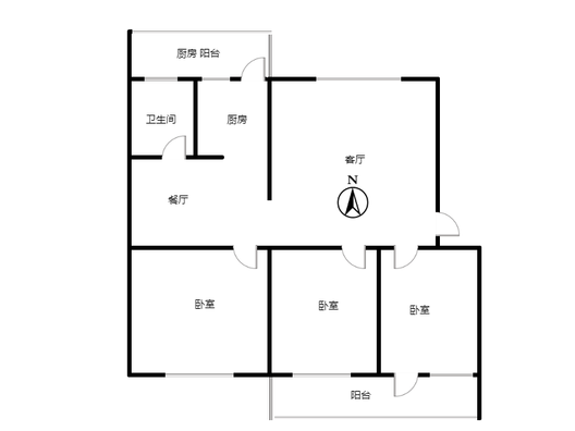 金城花园3室2厅1卫户型图