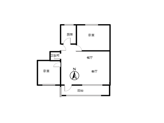 建安三公司家属楼2室2厅1卫户型图