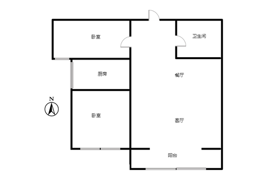 水岸花城2室2厅1卫户型图
