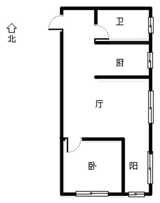 新加坡花园1室1厅1卫户型图