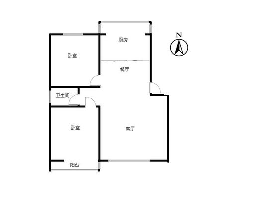 联合六号院2室2厅1卫户型图