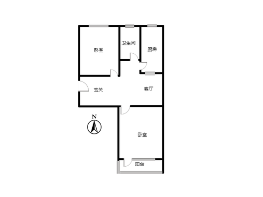 铁道部建厂局家属楼（机械总队家属院）2室1厅1卫户型图