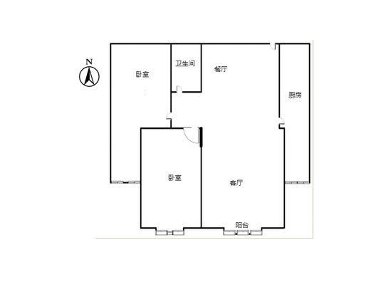 紫竹园二期（太阳城）2室2厅1卫户型图